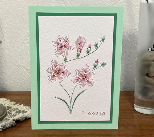 Stitching Cards Freesia Flowers